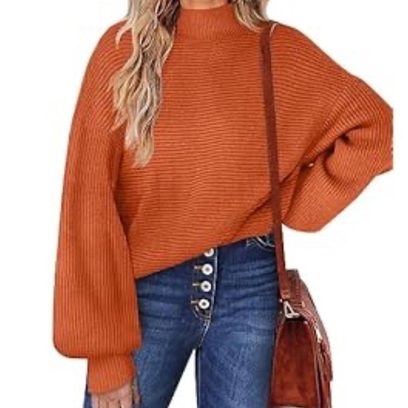 Sweaters - COPY - 🆕💛🍂🧡Cozy Burnt Orange High Neck Lantern Sleeves Sweater